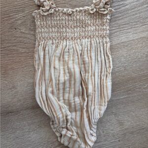 Rylee + Cru Cream and Tan Striped Bodysuit Size 6-12M